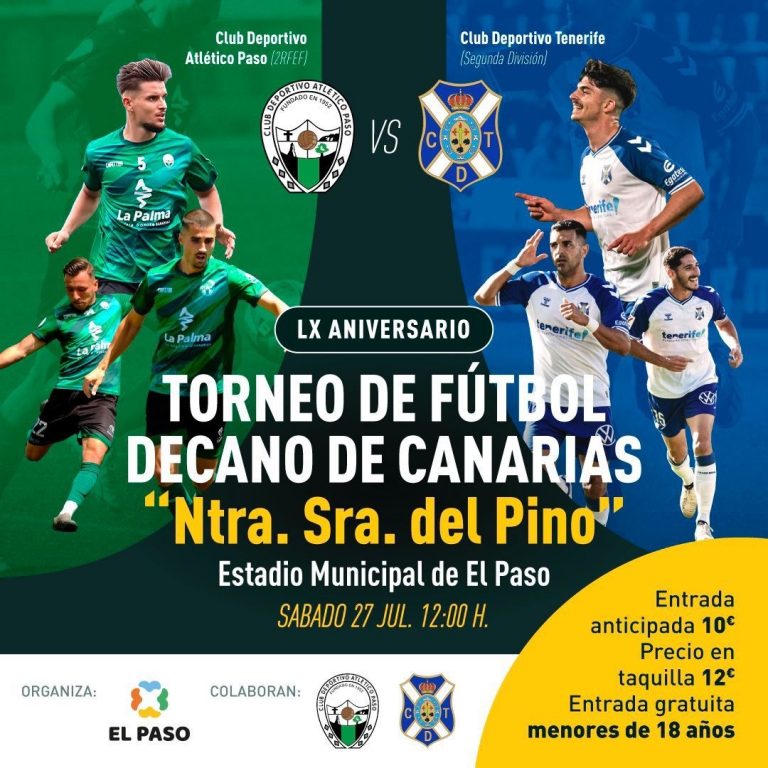El CD Tenerife se enfrentará al CD Atlético Paso en la 60 edición del Trofeo Nuestra Señora del Pino
